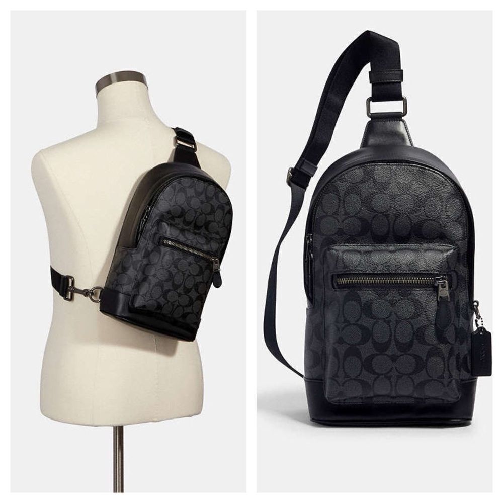 Coach West Pack In Signature Canvas Unisex Backpack Leather Monogram